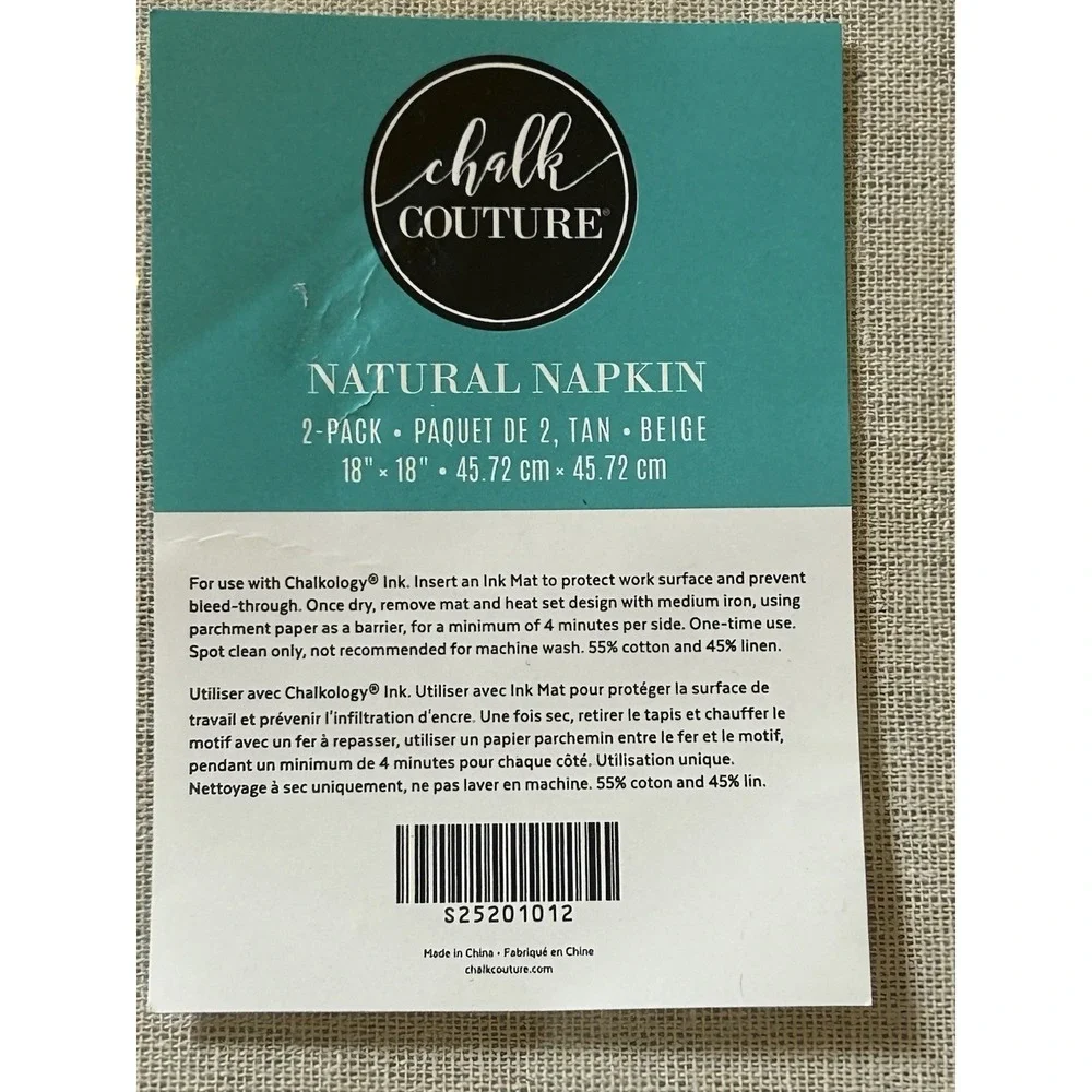 Chalk‎ Couture Natural Napkin 2 Pack Tan 18